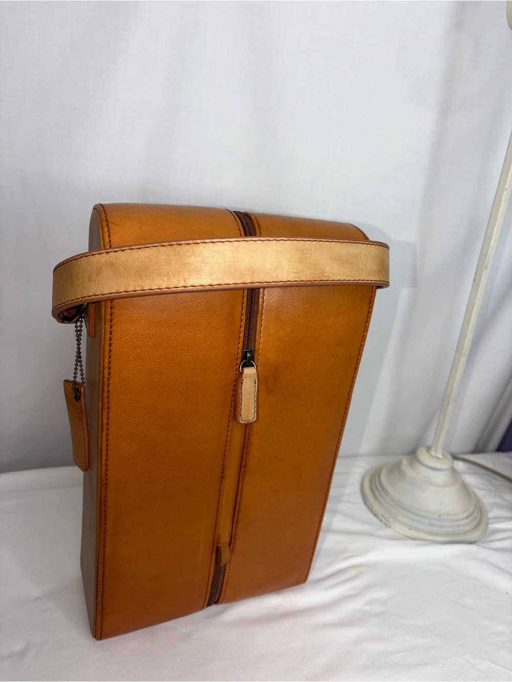 Clava Leather Two Bottle Wine Carrier - Tan - Picture 8 of 16